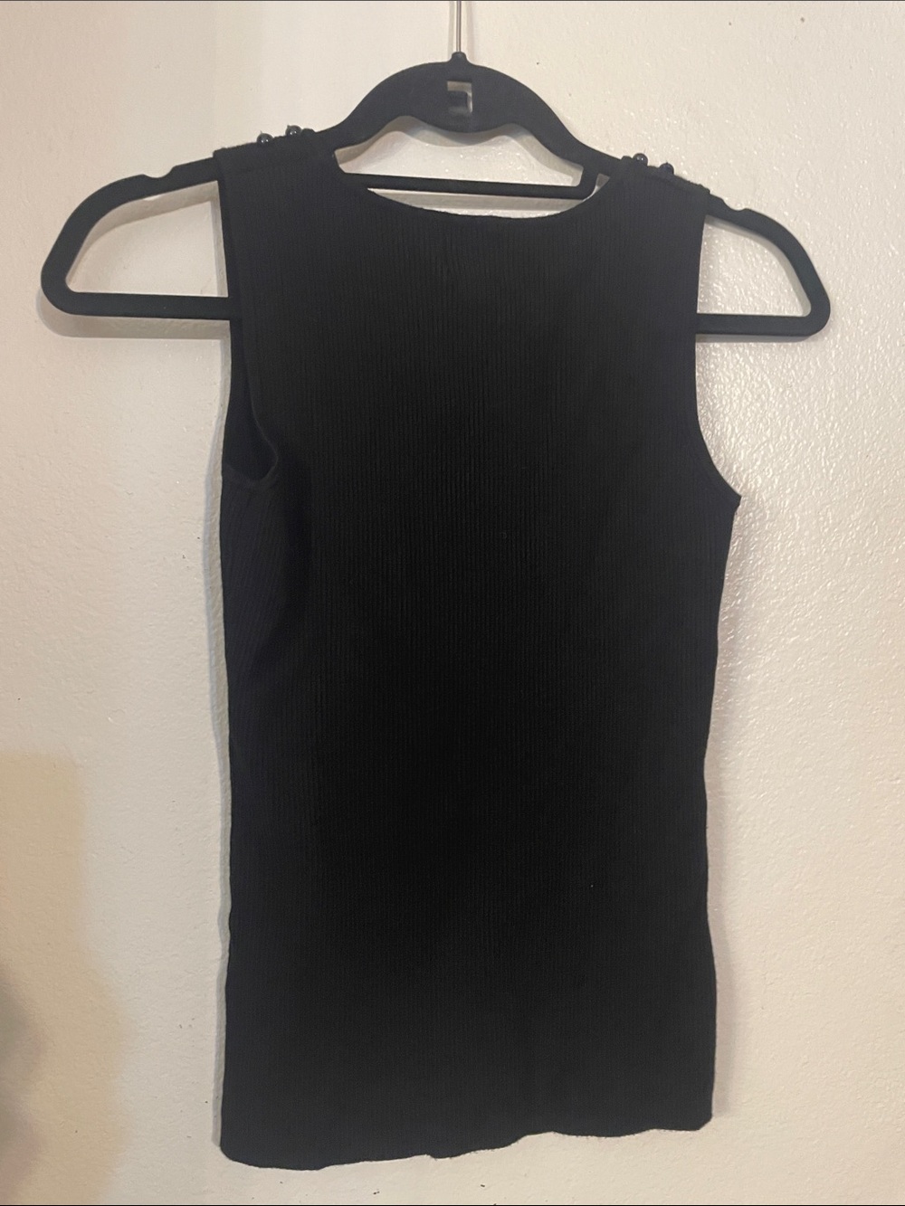 Ruby Rd. Black Ribbed Tank with Beaded Neckline - Picture 4 of 4